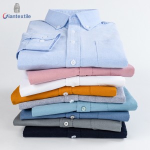 RTS Wholesale Custom Men’s Shirt 100% BCI Cotton Oxford 17 Color Options Stand-up Collar Long Sleeve Casual Shirt For Men GTCW-80