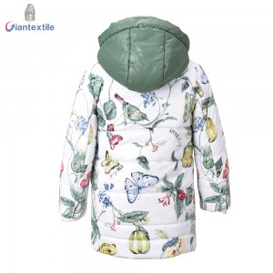 Accept OEM Logo Baby Girl Padding Jacket 100% Polyester Warm High Quality Butterfly Print Jacket For Kid
