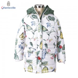 Accept OEM Logo Baby Girl Padding Jacket 100% Polyester Warm High Quality Butterfly Print Jacket For Kid