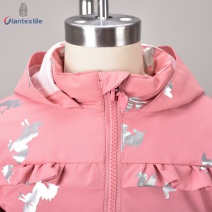 Modern Design Baby Girl Padding Jacket 100% Polyester Cute Pink Unicorn Print Jacket For Kid