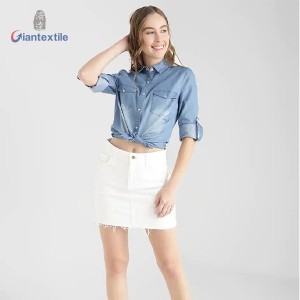 New Fashion Funky Long Sleeve Comfy Solid Women’s Pure Denim Shirt