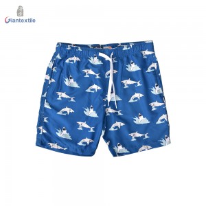 Men’s Beach Shorts Leisure Relaxed Blue Shark Print 100% Polyester Plus Size Casual Shorts For Men