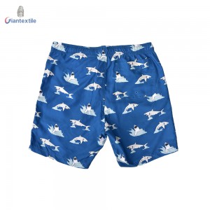 Men’s Beach Shorts Leisure Relaxed Blue Shark Print 100% Polyester Plus Size Casual Shorts For Men