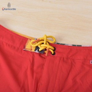 Men’s Beach Shorts Red And Yellow Bright-colored Novelty Print 100% Polyester Shorts For Men