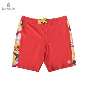 Men’s Beach Shorts Red And Yellow Bright-colored Novelty Print 100% Polyester Shorts For Men