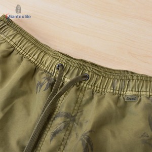 Men’s Beach Shorts Army Green Coconut Tree Print 100% Polyester Naturally Breathable Casual Shorts For Men