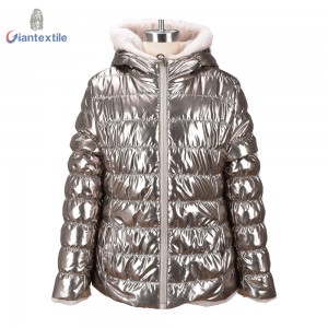 Quality Assurance Kid Winter Wear Bright-coloured 100% Polyester Gold Solid New Look Jacket For Girl