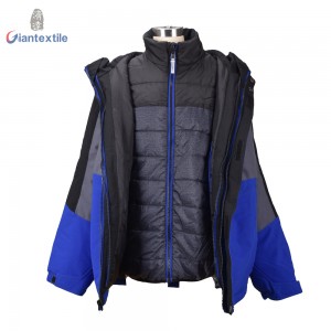 New Design Boy’s Two layers Polyester Padding Jacket Warm Blue And Black Jacket For Boy With Hat