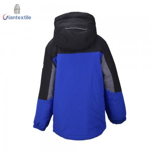 New Design Boy’s Two layers Polyester Padding Jacket Warm Blue And Black Jacket For Boy With Hat