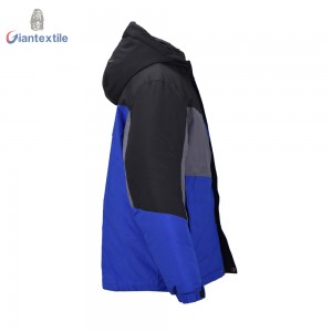 New Design Boy’s Two layers Polyester Padding Jacket Warm Blue And Black Jacket For Boy With Hat