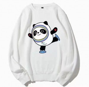 Beijing Long Sleeve Unisex T Shirt 100% Cotton Cartoon Panda Print White T Shirt GT20220210-1