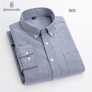 RTS Wholesale Custom Men’s Shirt 100% BCI Cotton Oxford 17 Color Options Stand-up Collar Long Sleeve Casual Shirt For Men GTCW-80