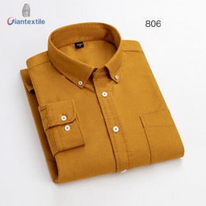 RTS Wholesale Custom Men’s Shirt 100% BCI Cotton Oxford 17 Color Options Stand-up Collar Long Sleeve Casual Shirt For Men GTCW-80