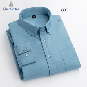 RTS Wholesale Custom Men’s Shirt 100% BCI Cotton Oxford 17 Color Options Stand-up Collar Long Sleeve Casual Shirt For Men GTCW-80