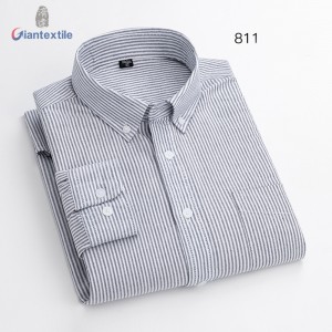 RTS Wholesale Custom Men’s Shirt 100% BCI Cotton Oxford 17 Color Options Stand-up Collar Long Sleeve Casual Shirt For Men GTCW-80