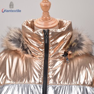 Make-To-Order Women’s Padding Jacket Bright-coloured 100% Polyester High Quality Gold Jacket For Women