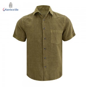 Skin-Friendly Nice Middle-Aged Men’s Shirt Casual Garment Dyed White Solid Shirt For Men  CAMP THREE 001