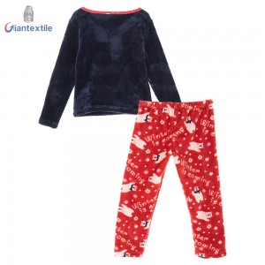New Design Christmas Theme Cartoon Children Wear Kids Pajamas Bear Print 100% Polyester Long Sleeve Pajamas Sets GT20211108-4