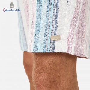 Wholesale Men’s Summer Hawaii Shorts Natural Cotton Elastane Stripe Linen GT20211111-3