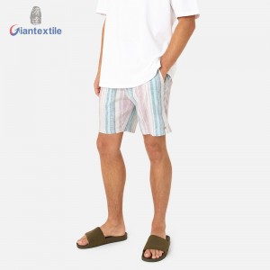 Wholesale Men’s Summer Hawaii Shorts Natural Cotton Elastane Stripe Linen GT20211111-3