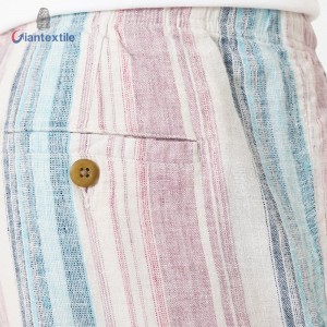 Wholesale Men’s Summer Hawaii Shorts Natural Cotton Elastane Stripe Linen GT20211111-3