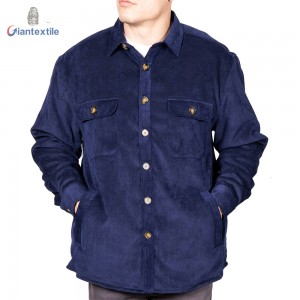 Accept OEM Logo Double-layer Men’s Shirt Cotton/Polyester 21W Corduroy Warm Casual Long Sleeve Shirt For Men GT20211208-2