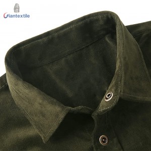 Drop Shipment Men’s Shirt 100% BCI Cotton Long Sleeve Two Pocket 21W Solid Corduroy Casual Shirt For Men GT20211209-1