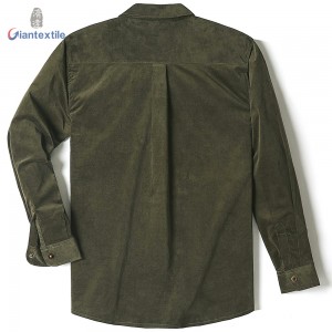 Drop Shipment Men’s Shirt 100% BCI Cotton Long Sleeve Two Pocket 21W Solid Corduroy Casual Shirt For Men GT20211209-1