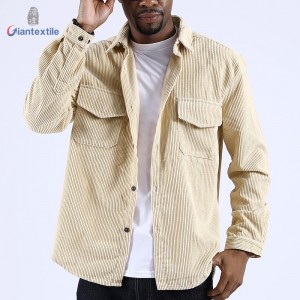 Wholesale Price Men’s Shirt 100% Cotton Long Sleeve Two Pocket Warm 8W Solid Corduroy Casual Shirt For Men GT20211209-2