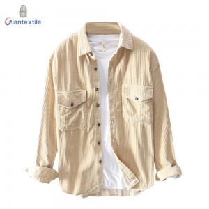 Wholesale Price Men’s Shirt 100% Cotton Long Sleeve Two Pocket Warm 8W Solid Corduroy Casual Shirt For Men GT20211209-2