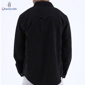 Sample Available Warm Men’s Corduroy Jacket Pure BCI Cotton Long Sleeve Black Comfortable 8W Solid Casual Shirt For Men GT20211209-4