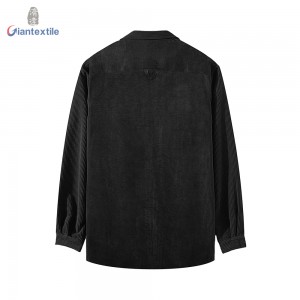 Sample Available Warm Men’s Corduroy Jacket Pure BCI Cotton Long Sleeve Black Comfortable 8W Solid Casual Shirt For Men GT20211209-4