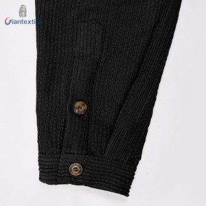 Sample Available Warm Men’s Corduroy Jacket Pure BCI Cotton Long Sleeve Black Comfortable 8W Solid Casual Shirt For Men GT20211209-4