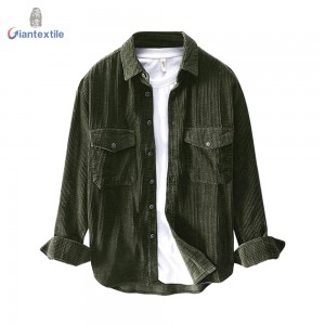 Newly Designed Winter Men’s Corduroy Jacket 100% Cotton Long Sleeve Classical 8W Solid Casual Shirt For Men GT20211209-5