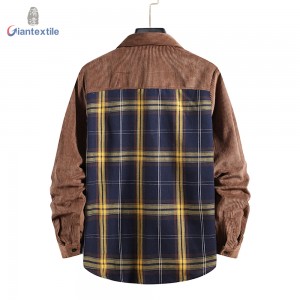 New Design Winter Men’s Corduroy Jacket 100% BCI Cotton Long Sleeve 11W Personality Stitching Shirt For Men GT20211209-6