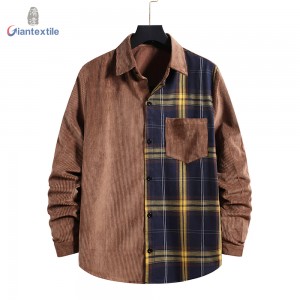 New Design Winter Men’s Corduroy Jacket 100% BCI Cotton Long Sleeve 11W Personality Stitching Shirt For Men GT20211209-6