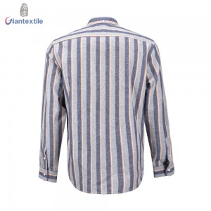 Custom Made Men’s Shirt 100% Cotton Yarn Dyed Long Sleeve Blue And Gray Stripe Casual Shirt For Men GT20211229-1