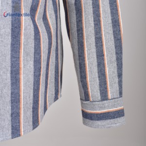 Custom Made Men’s Shirt 100% Cotton Yarn Dyed Long Sleeve Blue And Gray Stripe Casual Shirt For Men GT20211229-1