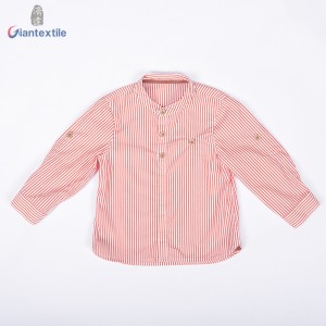 High Quality Baby Wear Long Sleeve 100% Cotton Classic Casual Red And White Stripe Smart Casual Children Shirt GT20211230-5