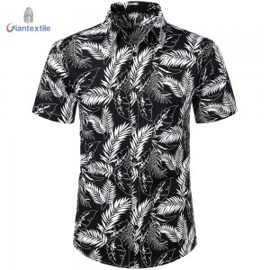 Good Sealed Men’s Shirt Newly 100% Cotton Black Leaf Casual Cool Short Sleeve Shirt For Men GT20220426-1