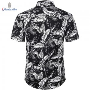 Good Sealed Men’s Shirt Newly 100% Cotton Black Leaf Casual Cool Short Sleeve Shirt For Men GT20220426-1