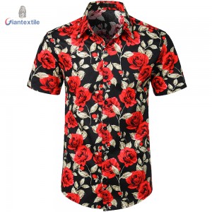 New Arrival Men’s Shirt Newly 100% Cotton Good Look Floral Print Casual Short Sleeve Shirt For Holiday GT20220426-2