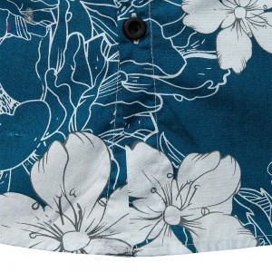 Make-To-Order Men’s Shirt Fashion 100% Cotton Blue Floral Short Sleeve Shirt For Men GT20220426-3