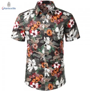 Drop Shipment Men’s Shirt Pure Cotton Brown Digital Print Casual Short Sleeve Shirt For Men  GT20220426-6