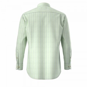 Quality Assurance Men’s Shirt Oxford Cotton Polyester Long Sleeve Green Stripe Shirt For Men GTCW100372G1