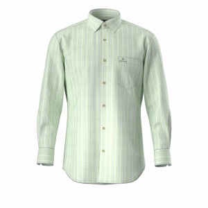 Quality Assurance Men’s Shirt Oxford Cotton Polyester Long Sleeve Green Stripe Shirt For Men GTCW100372G1