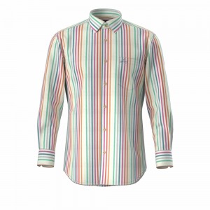 Ready To Ship Men’s Shirt Nylon Cotton Long Sleeve Bright-coloured Stripe Camicie da uomo GTCW100422G1