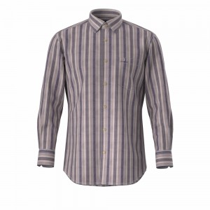 New Look Men’s Shirt Cotton Polyester Long Sleeve Trendy Purple Stripe Chemise pour hommes GTCW101148G1