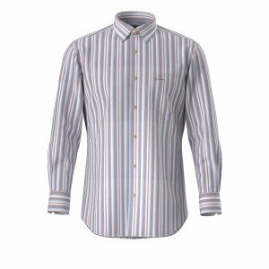 Factory Direct Wholesale Men’s Shirt 100% Cotton Long Sleeve Blue And Red Stripe Camicie da uomo GTCW103169G1
