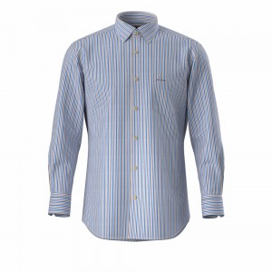 Excellent Performance Men’s Shirt 100% Cotton Long Sleeve Poplin Blue Stripe Shirt For Men GTCW105094G1